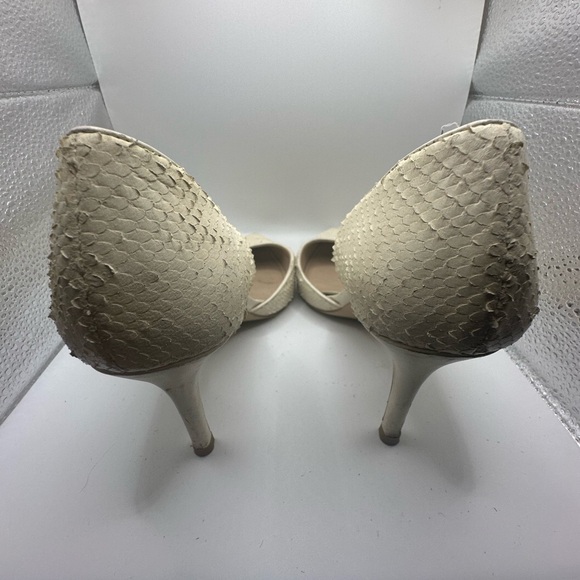 WHBM Ella Snake Embossed D’Orsay Pumps, Vanilla - Picture 11 of 13